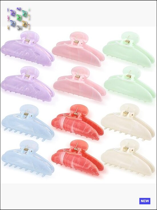 12 Pack Large Acrylic Hair Claw Clips Non-Slip Hold for Thick or Thin Hair main image 6